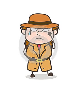 Crying Face - Female Explorer Scientist Cartoon Vector