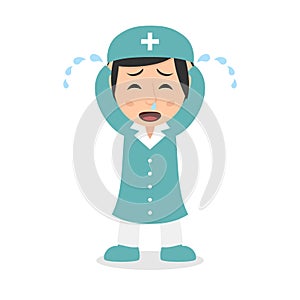 Crying Female Nurse Cartoon Character