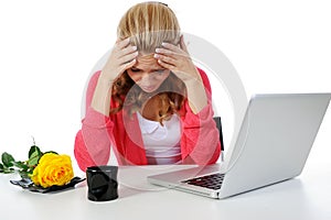 Crying girl in the office.