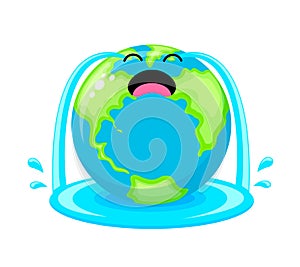 Crying globe character design.