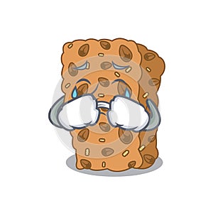 Crying granola bar mascot cartoon