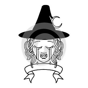 crying half orc witch character face illustration