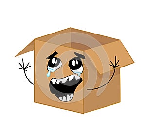Crying internet meme illustration of cardboard box