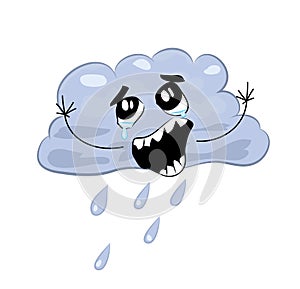 Crying internet meme illustration of rain cloud