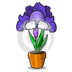 Crying iris flower mascot cartoon