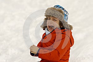 Crying kid with frozen hands