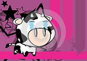 Crying little big head cow expression background