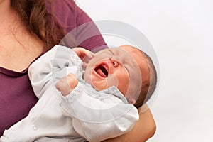 Crying newborn baby boy