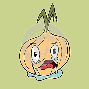 Crying Onion vintage toons: funny character, vector illustration trendy classic retro cartoon style