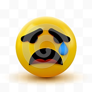 Crying sad emoticon, emoji, smiley. Social network concept
