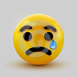 Crying sad emoticon, emoji, smiley. Social network concept.