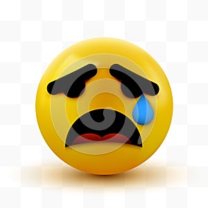 Crying sad emoticon, emoji, smiley. Social network concept.