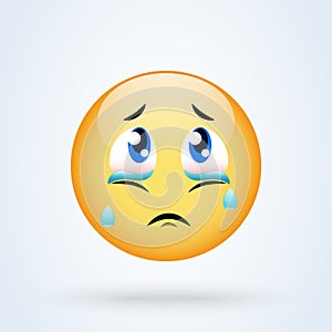 Crying sad emoticon, emoji vector illustration. Sad smiley emoticon