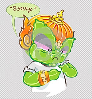 Crying and say sorry acting character design Thai cartoon