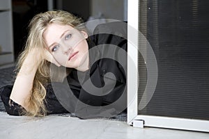 Crying teen girl wearing Gothic clothes