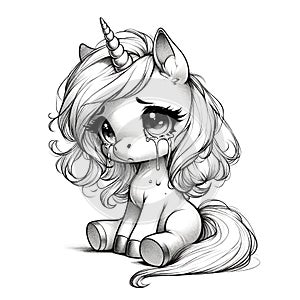 Crying unicorn girl illustration
