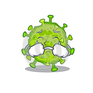 A Crying virus corona cell cartoon mascot design style