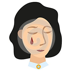 Crying woman flat illustration on white