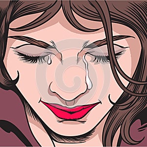 Crying woman.Pop art retro vector illustration