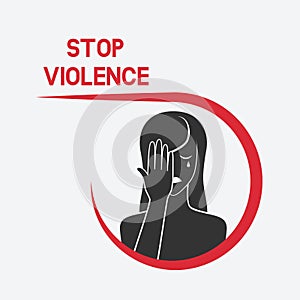 Crying woman. stop violence concept