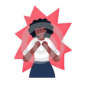 A crying woman. Upset, hysteric, and sadness. A mental health problem. Vector flat illustration