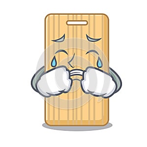 Crying wooden cutting board mascot cartoon