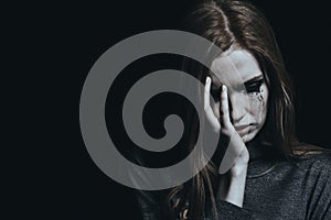 Crying young girl with depression