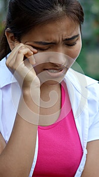 Crying Youthful Peruvian Female Youngster