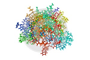 Cryogenic human heat-shock protein HSP 90a-NTD bound to adenine. Molecular model. Rendering based on protein data bank