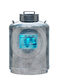 Cryogenic storage tank for storing biological material in liquid nitrogen isolated on white background
