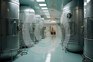 cryogenic storage tanks in a medical facility