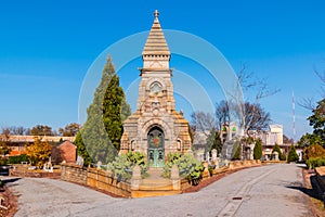 Crypt on crossroad on Oakland Cemetery, Atlanta, USA