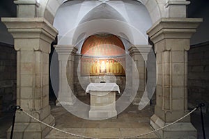 Crypt, place where Mary ascended into heaven, in the Abbey of the Dormition, Mount Zion, Jerusalem photo