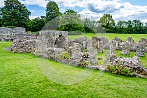 Crypt ruins at St Augustine's Abbey in Canterbury, Kent, UK