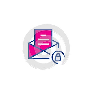 Crypted mail thin line color icon. Icon for web and user interface