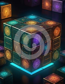 Cryptic Glowing Puzzle Cube photo