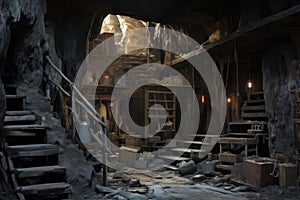 Cryptic Interior mine. Generate Ai photo