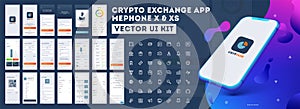 Crypto App UI Kit for responsive mobile app or website with different GUI layout including Login, Create Account, Profile,