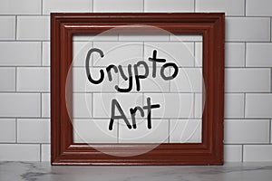 Crypto art in red frame tiled background