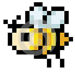 crypto bee. pixel art bee cartoon vector illustration
