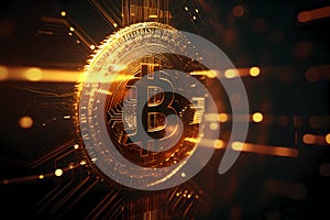 Crypto bitcoin blurred background. Generative ai