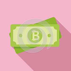 Crypto cash icon flat vector. Money bitcoin