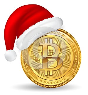 Set of crypto currency golden with christmas concept or digital currency bitcoin or digital payment currency  etherum litecoin photo