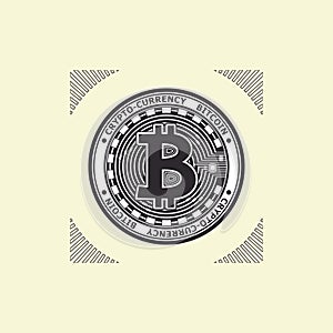 Crypto-currency bitcoin black on white