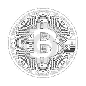 Crypto currency bitcoin black and white symbol