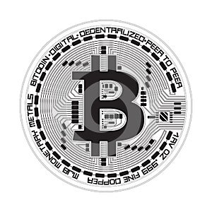 Crypto currency bitcoin black and white symbol