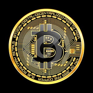 Crypto currency bitcoin golden symbol