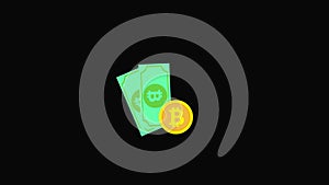 crypto currency bitcoin icon motion graphics animation with alpha channel, transparent background, ProRes 444