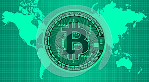 Crypto currency bitcoin in trendy green colors