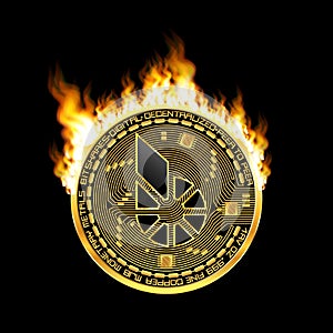 Crypto currency bitshares golden symbol on fire